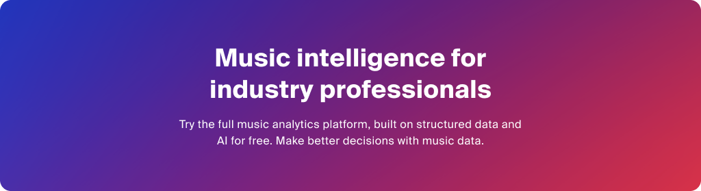 Viberate - Music Intelligence is the data & AI layer behind music analytics, connecting artist discovery, audiences, playlists, tracks, Spotify, TikTok, YouTube, streaming, and radio airplay.